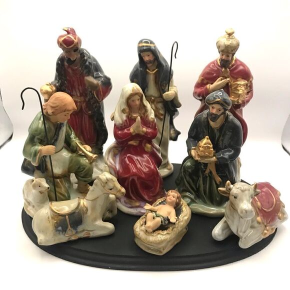Vintage Nativity Christmas Collection Set 9pc. Set NOB - Picture 1 of 13